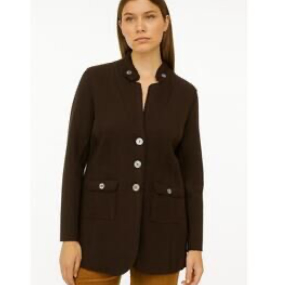 Eileen Fisher Dark Brown Button Front Jacket